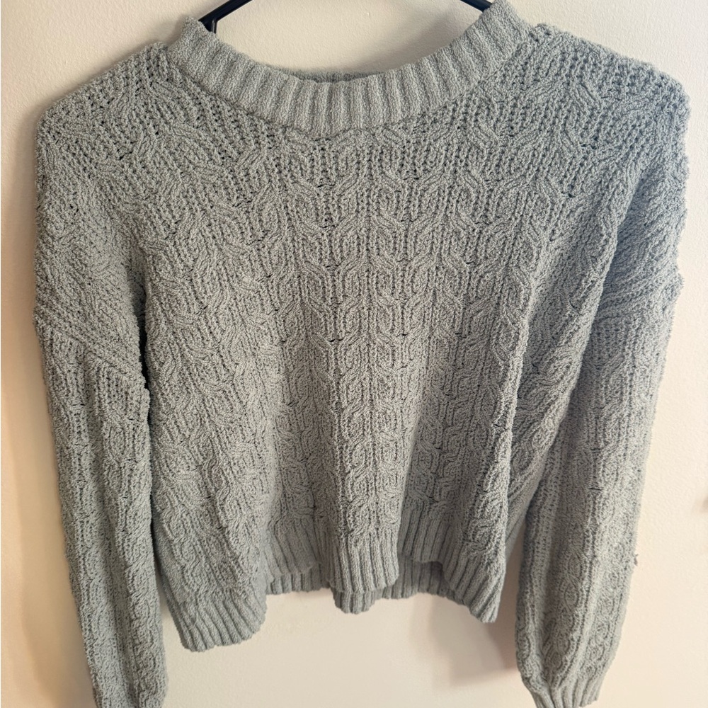 Cable Knit Light Teal Sweater